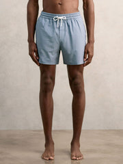 Reiss | Drawstring Geometric Print Swim Shorts in Airforce Blue