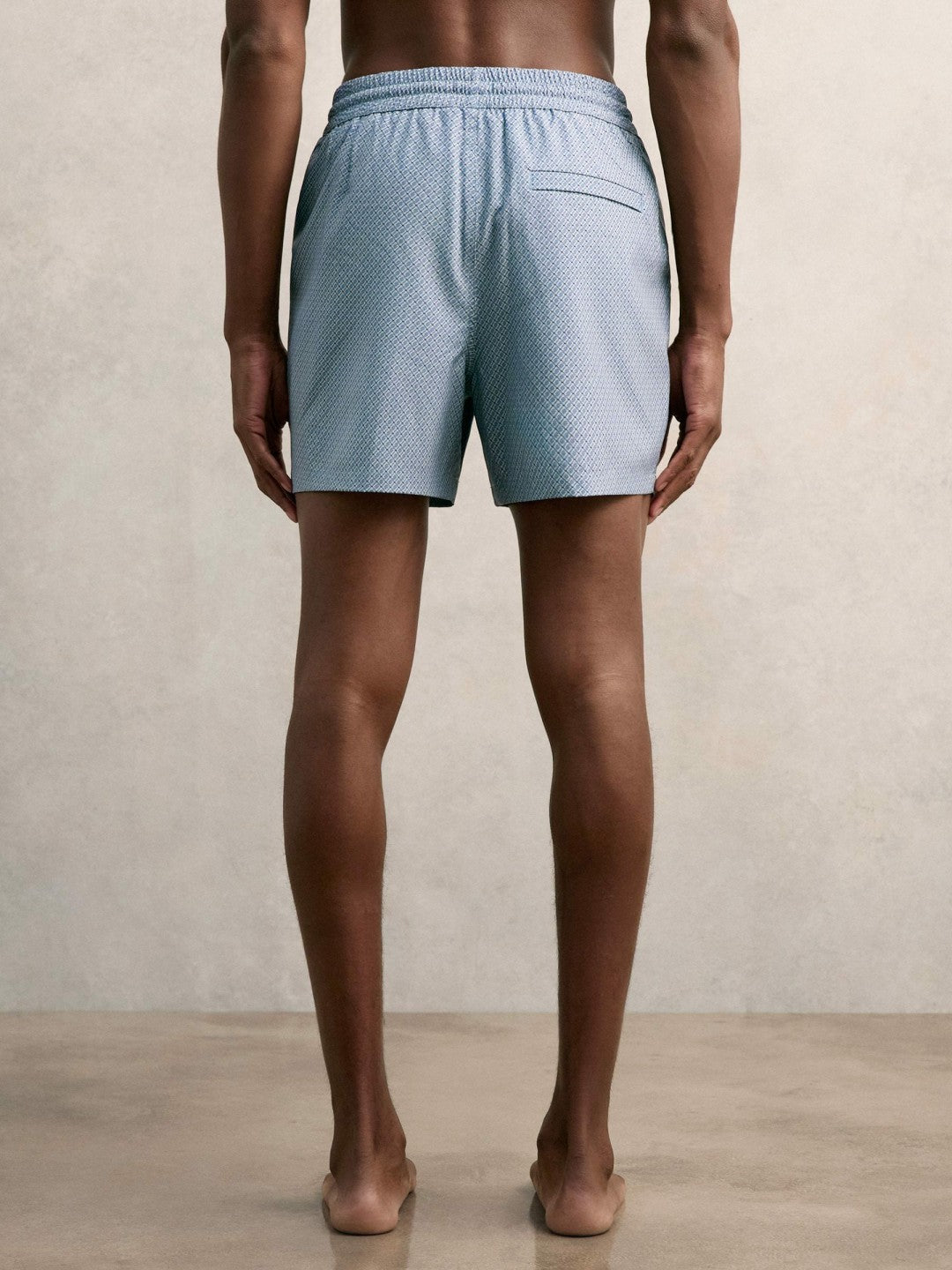 Reiss | Drawstring Geometric Print Swim Shorts in Airforce Blue