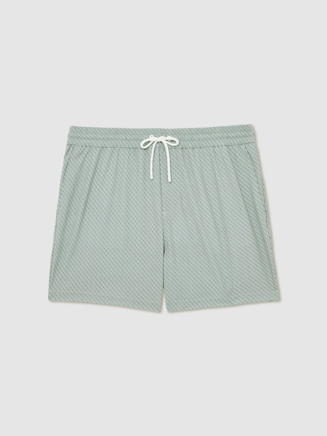 Reiss | Drawstring Geometric Print Swim Shorts in Pistachio Green