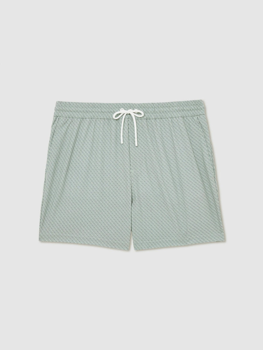 Reiss | Drawstring Geometric Print Swim Shorts in Pistachio Green