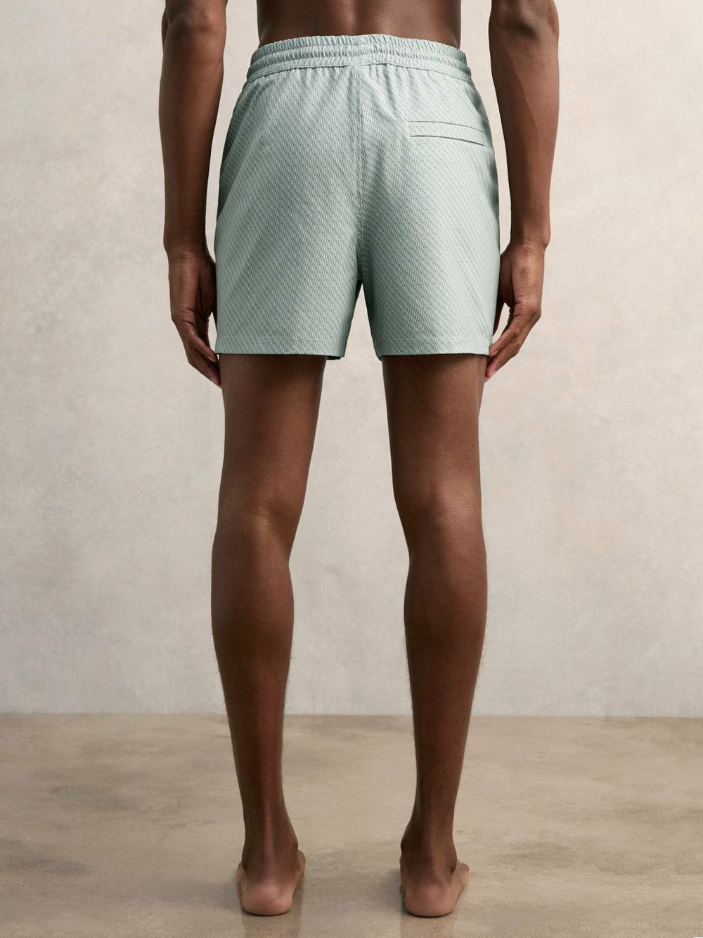 Reiss | Drawstring Geometric Print Swim Shorts in Pistachio Green