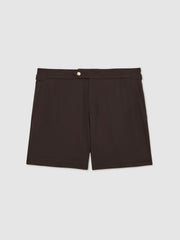 Reiss | Side-Adjuster Swim Shorts in Chocolate Brown