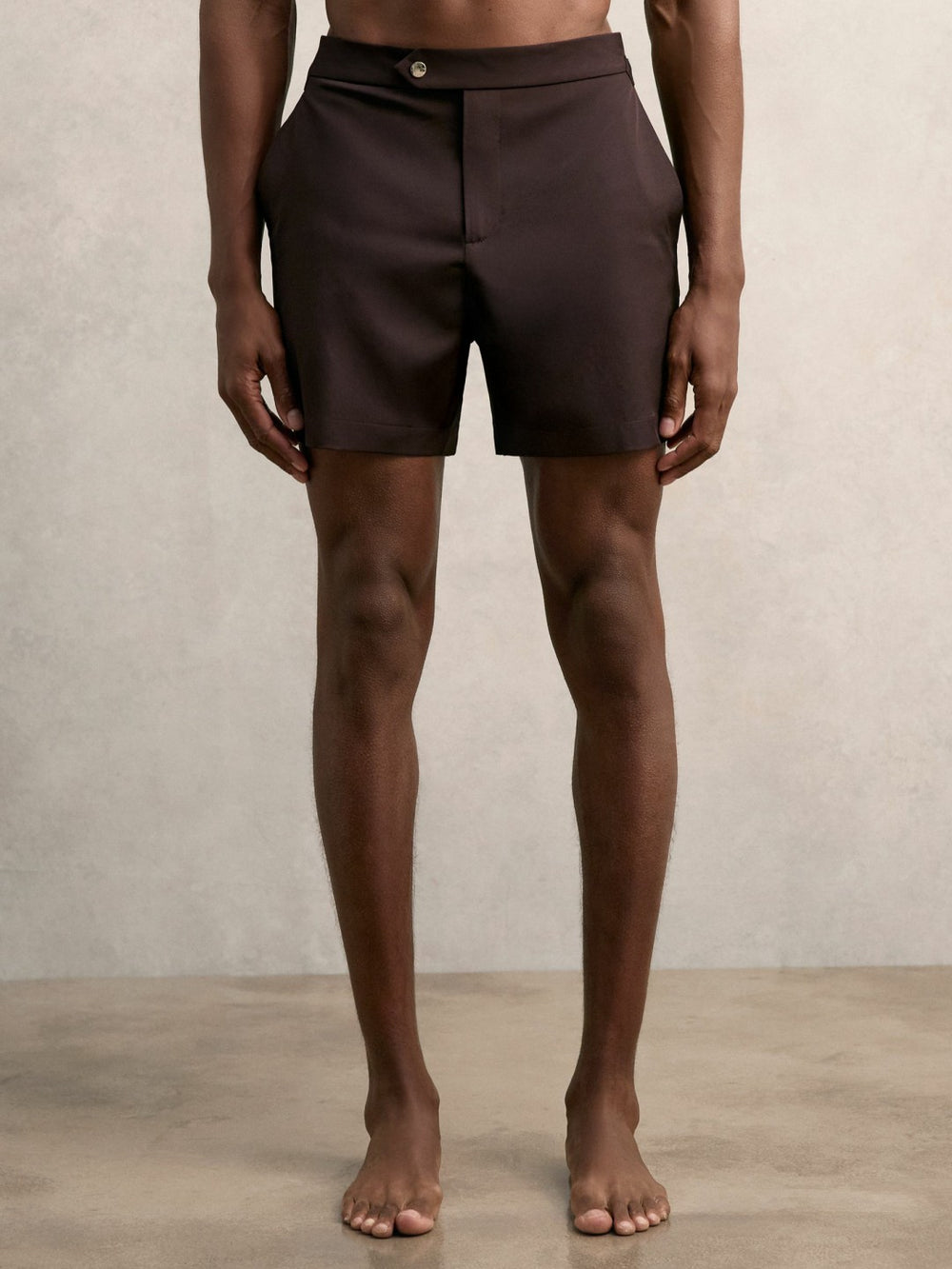 Reiss | Side-Adjuster Swim Shorts in Chocolate Brown