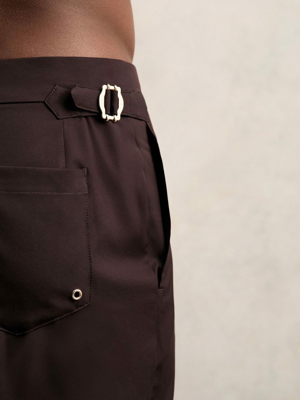 Reiss | Side-Adjuster Swim Shorts in Chocolate Brown
