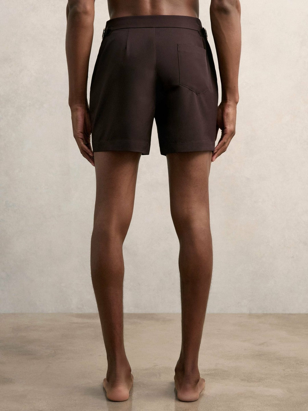 Reiss | Side-Adjuster Swim Shorts in Chocolate Brown