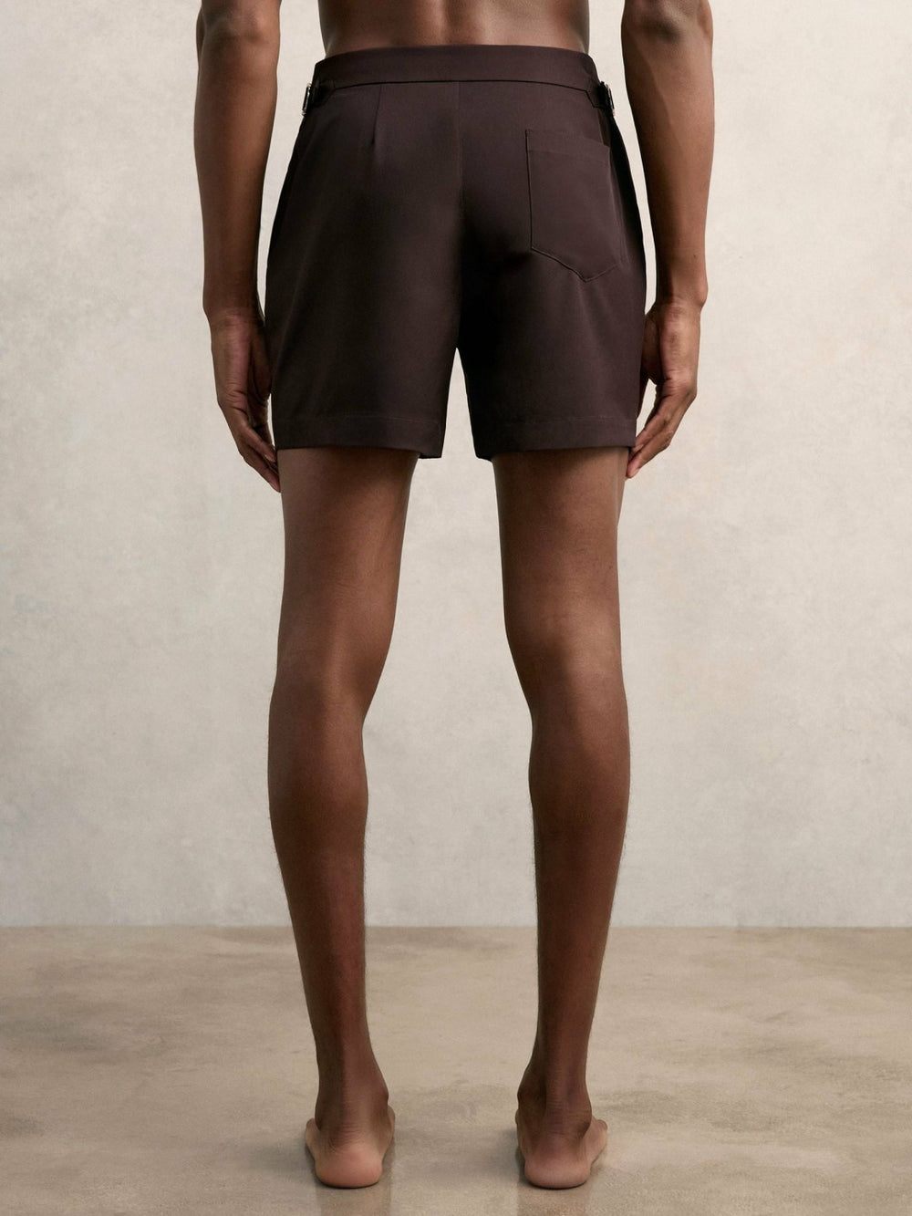 Reiss | Side-Adjuster Swim Shorts in Chocolate Brown