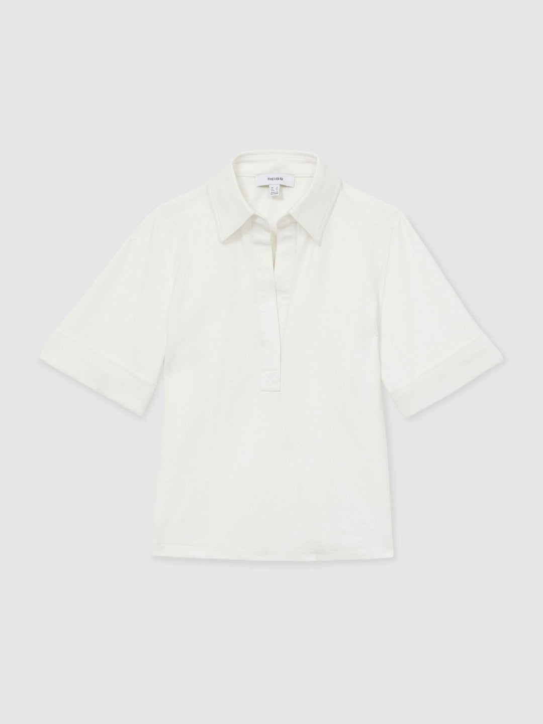 Reiss | Open-Collar Polo Shirt in Cream