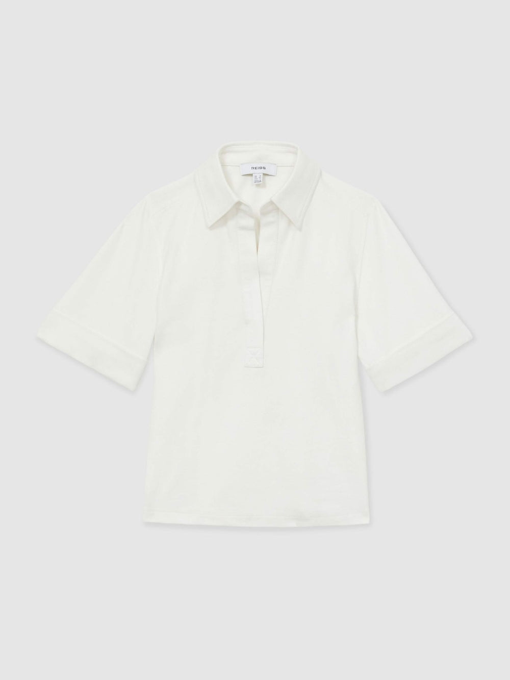 Reiss | Open-Collar Polo Shirt in Cream