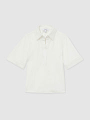 Reiss | Open-Collar Polo Shirt in Cream