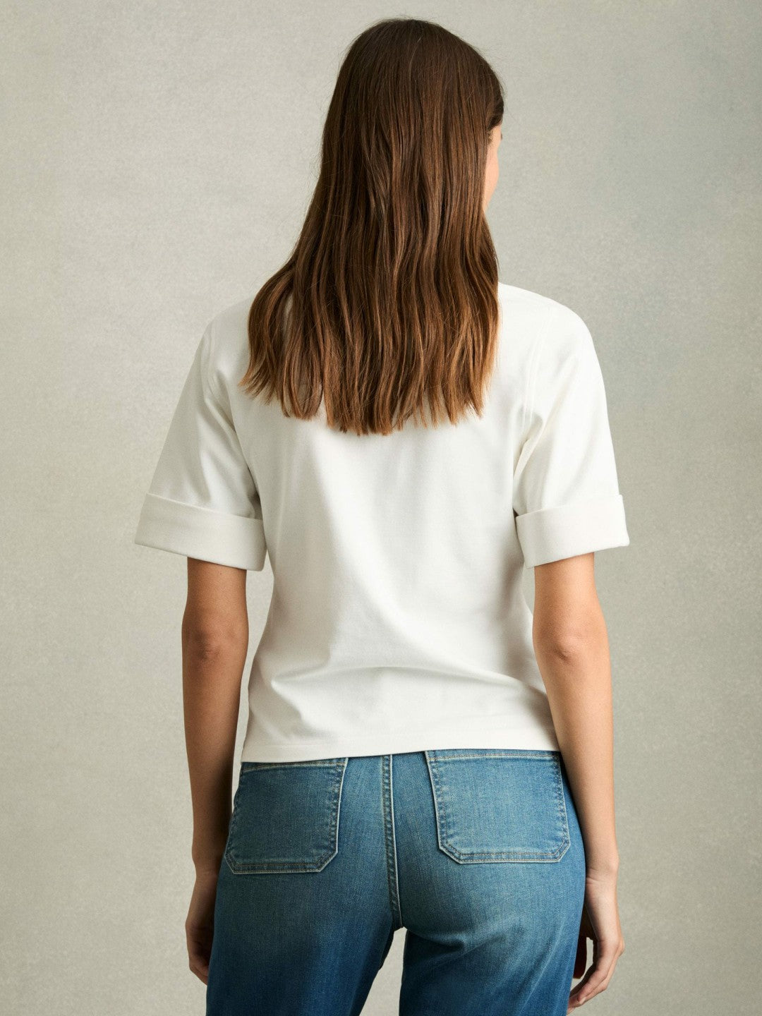 Reiss | Open-Collar Polo Shirt in Cream