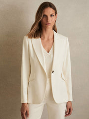 Reiss | Single-Breasted Peak-Lapel Tailored Blazer in Cream