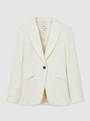 Reiss | Single-Breasted Peak-Lapel Tailored Blazer in Cream
