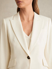 Reiss | Single-Breasted Peak-Lapel Tailored Blazer in Cream