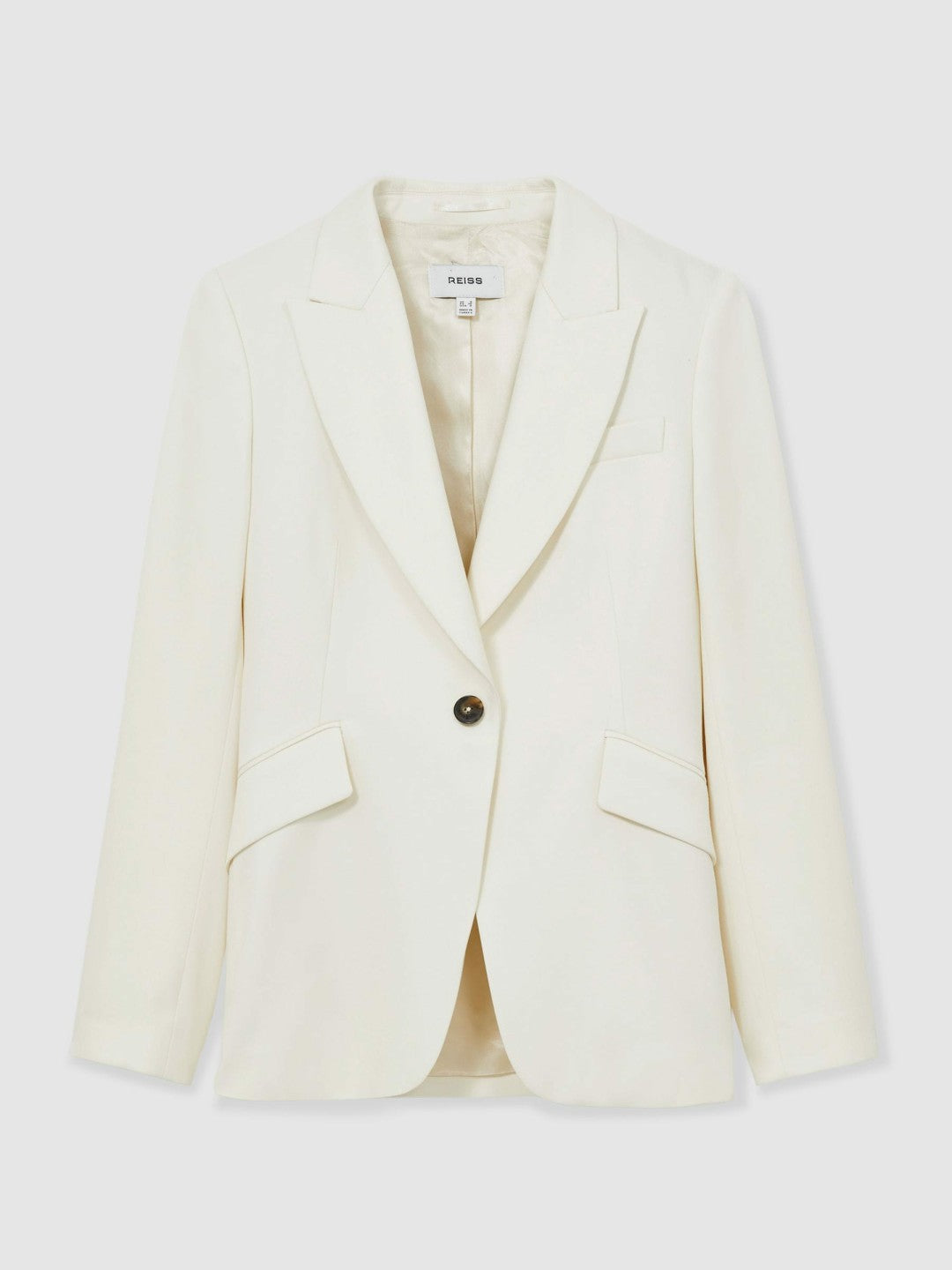 Reiss | Petite Single-Breasted Peak-Lapel Tailored Blazer in Cream