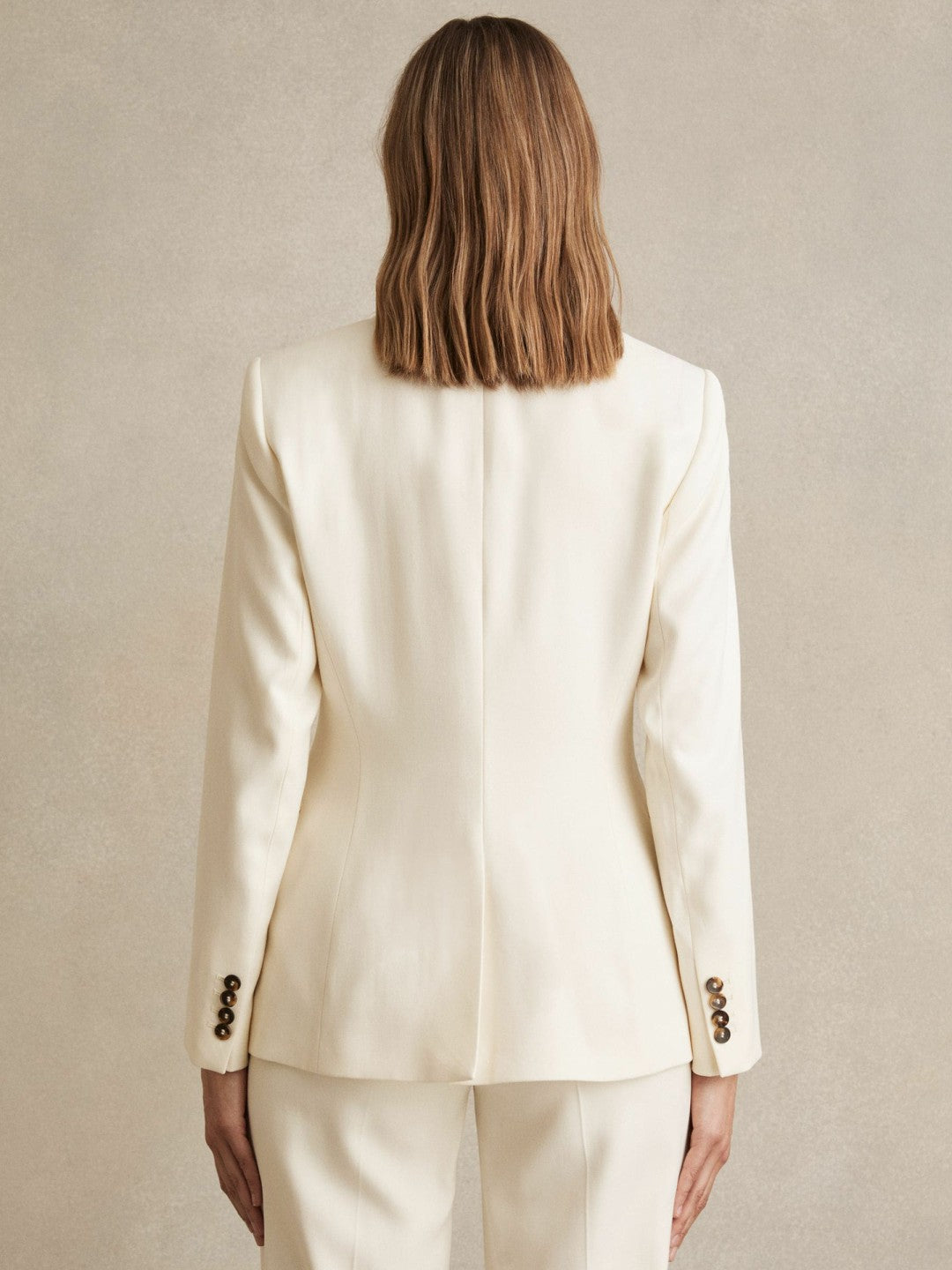 Reiss | Petite Single-Breasted Peak-Lapel Tailored Blazer in Cream