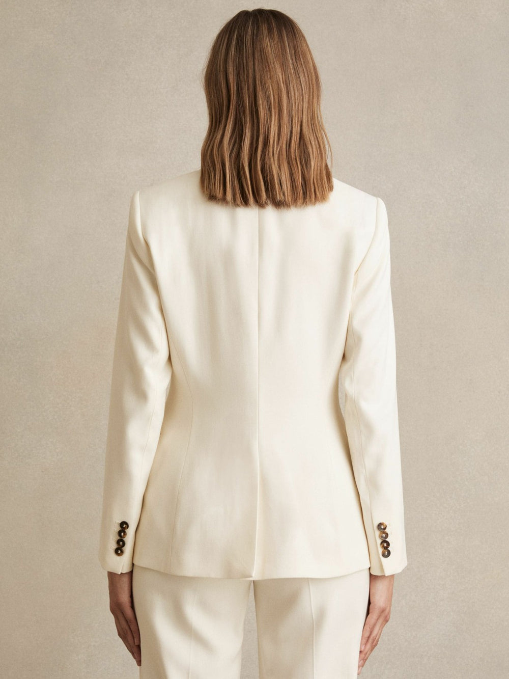 Reiss | Petite Single-Breasted Peak-Lapel Tailored Blazer in Cream