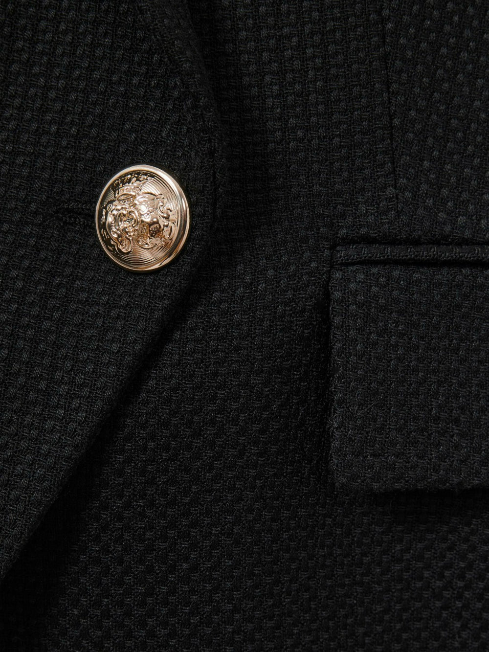 Reiss | Petite Tailored Fit Textured Double Breasted Blazer in Black
