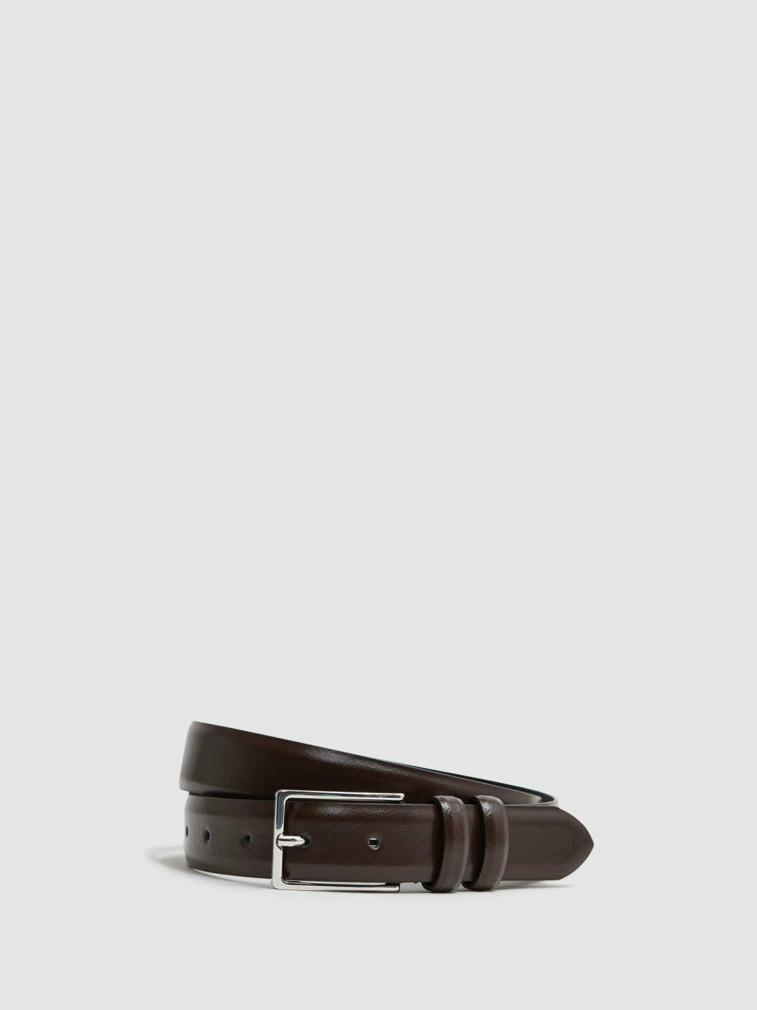 Reiss | Smooth Leather Belt in Chocolate