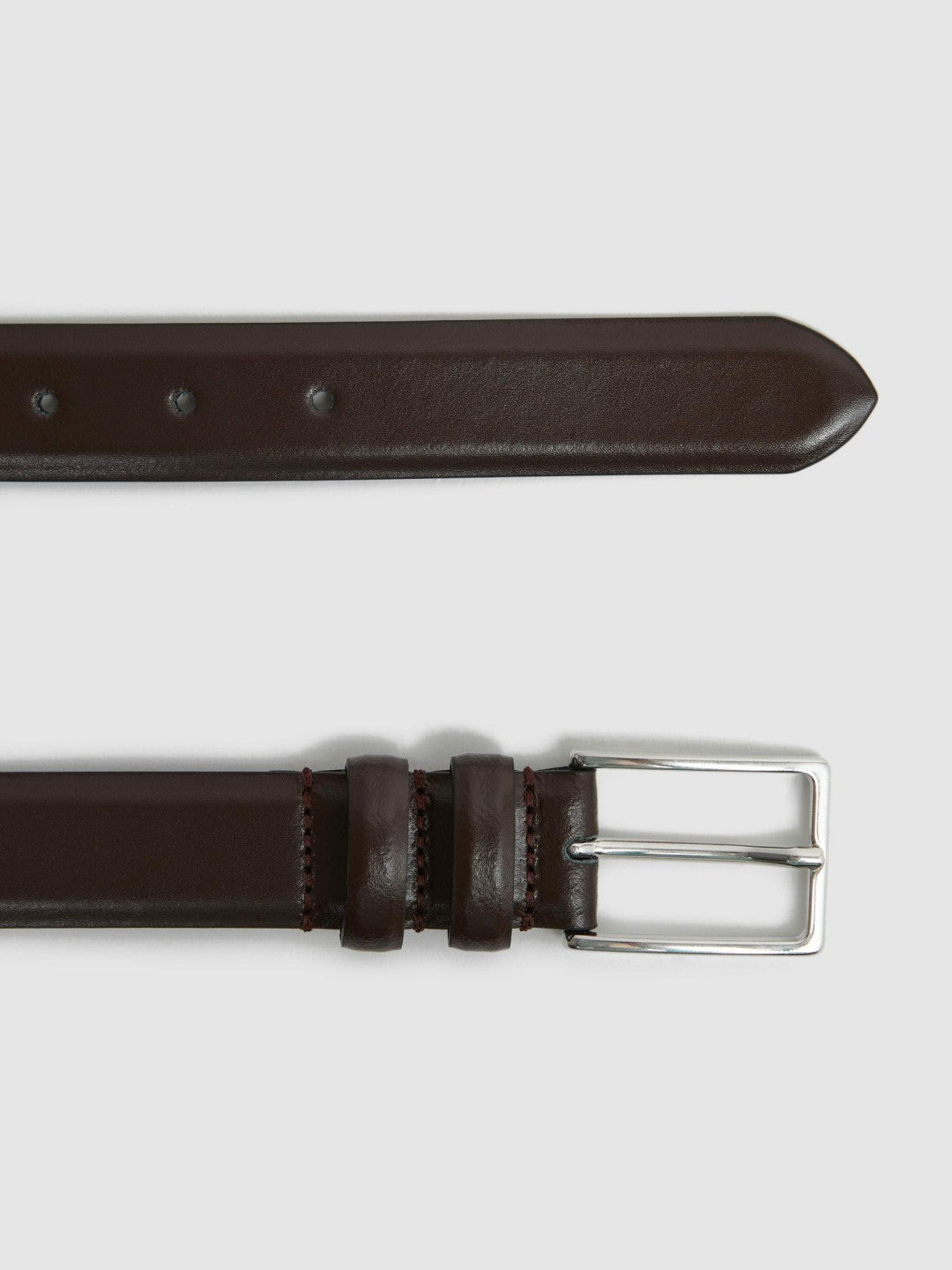 Reiss | Smooth Leather Belt in Chocolate