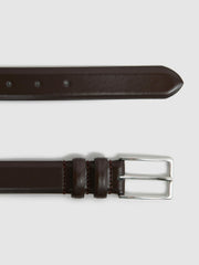 Reiss | Smooth Leather Belt in Chocolate
