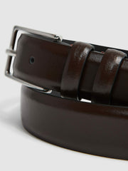 Reiss | Smooth Leather Belt in Chocolate