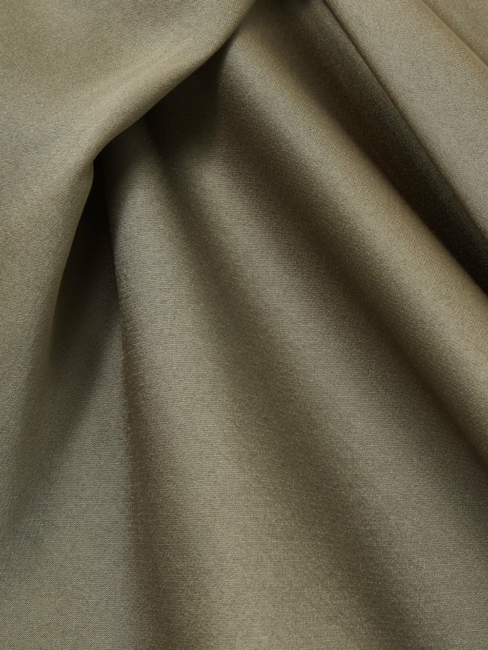 Reiss | Satin Drape Tuck Midi Dress in Khaki