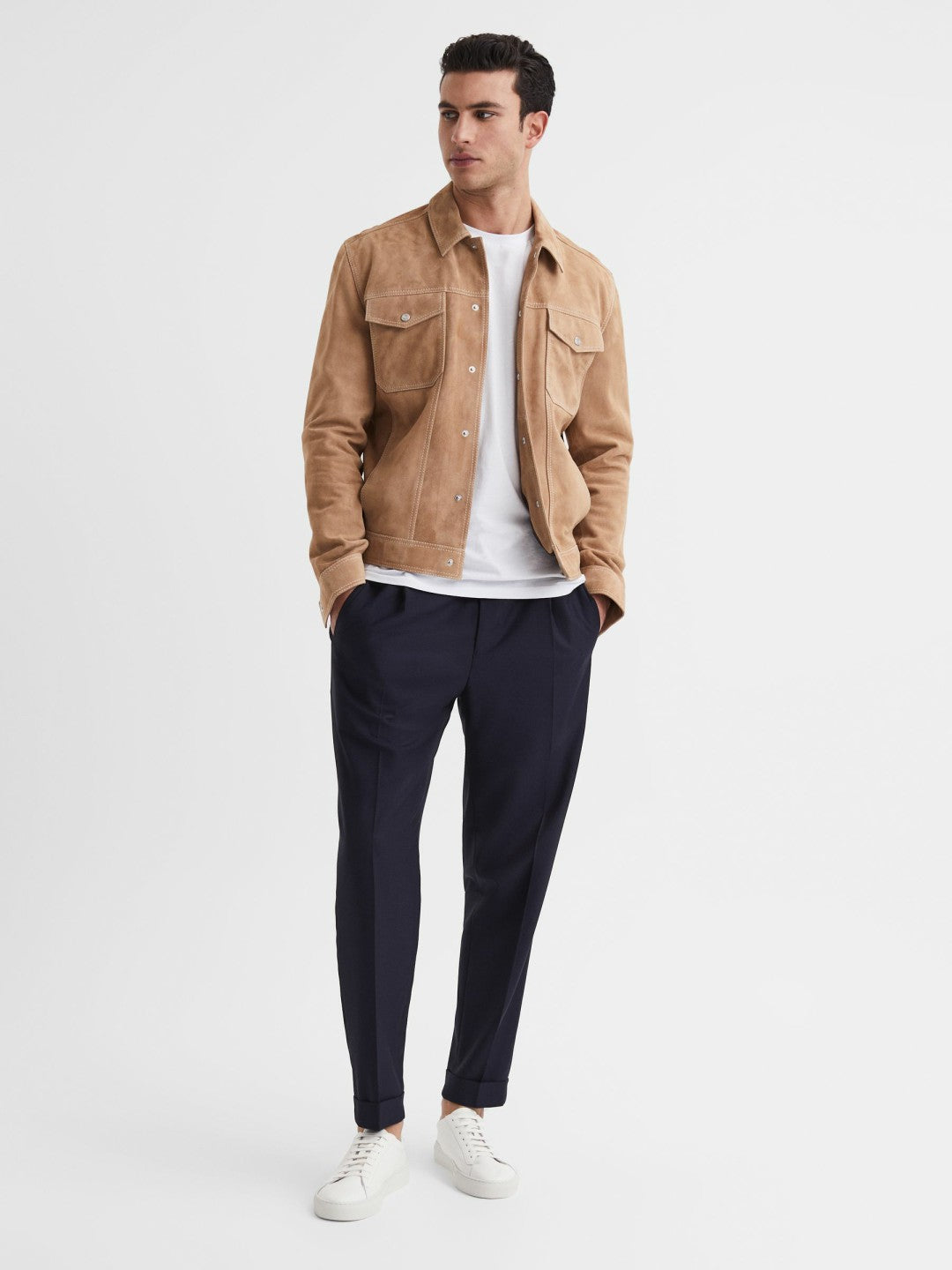 Reiss | Leather Low-Top Trainers in White