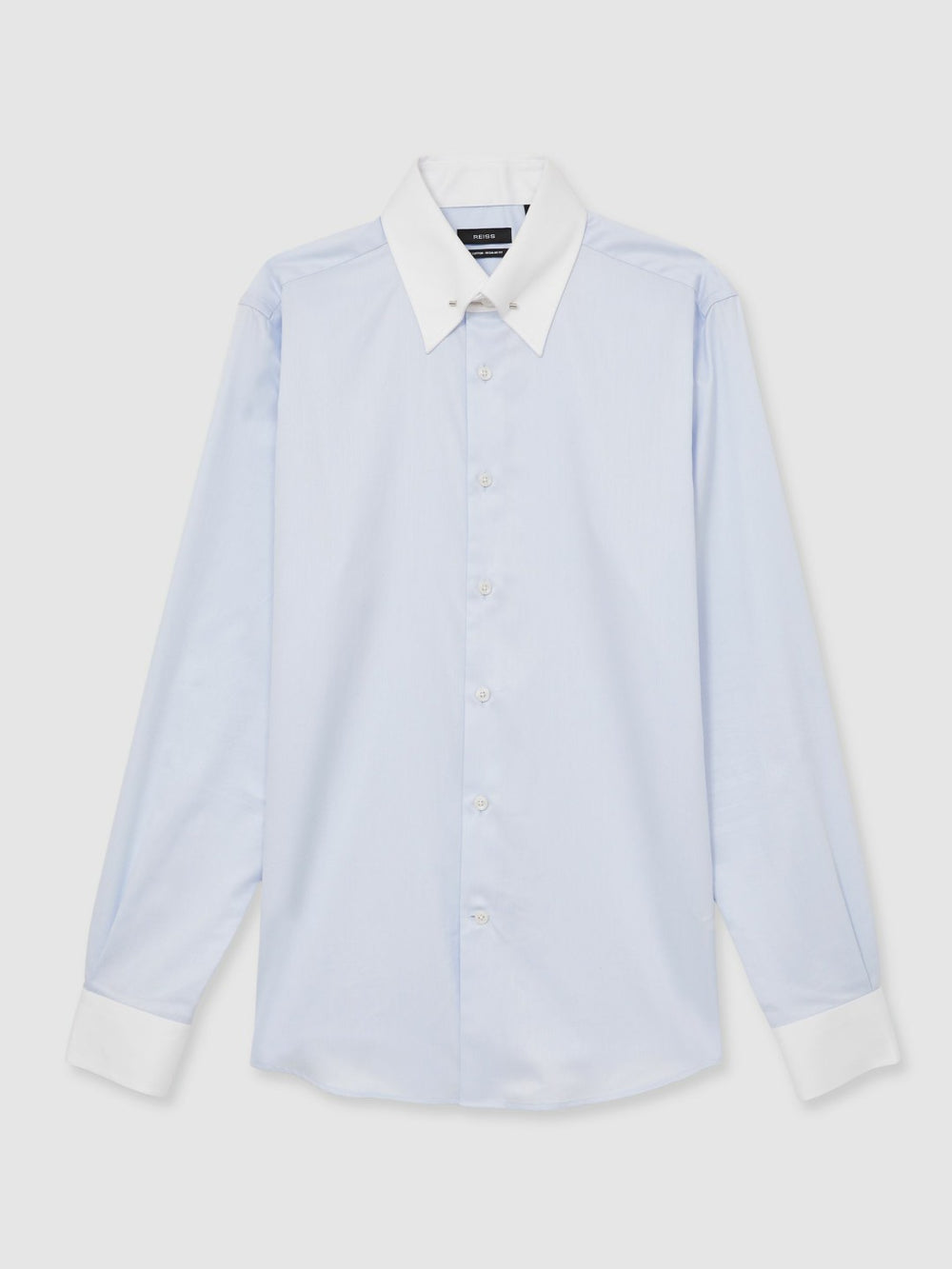 Reiss | Regular-Fit Cotton Pin-Collar Shirt in Contrast S Blue