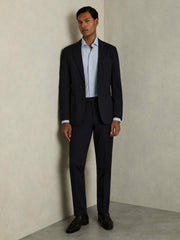 Reiss | Cotton-Blend Cutaway-Collar Striped Shirt in Blue Stripe