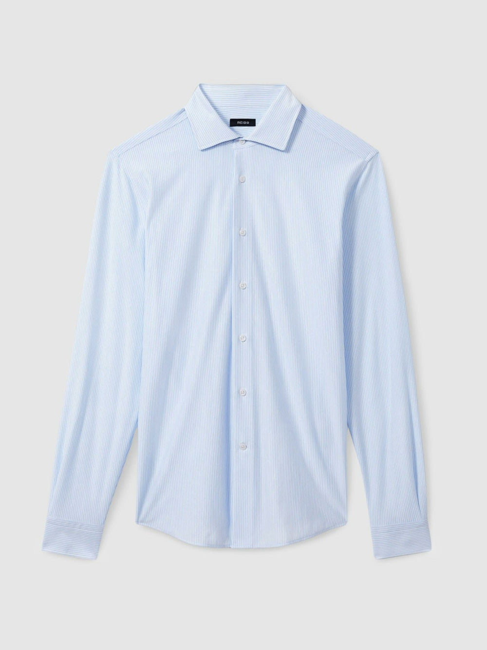 Reiss | Cotton-Blend Cutaway-Collar Striped Shirt in Blue Stripe