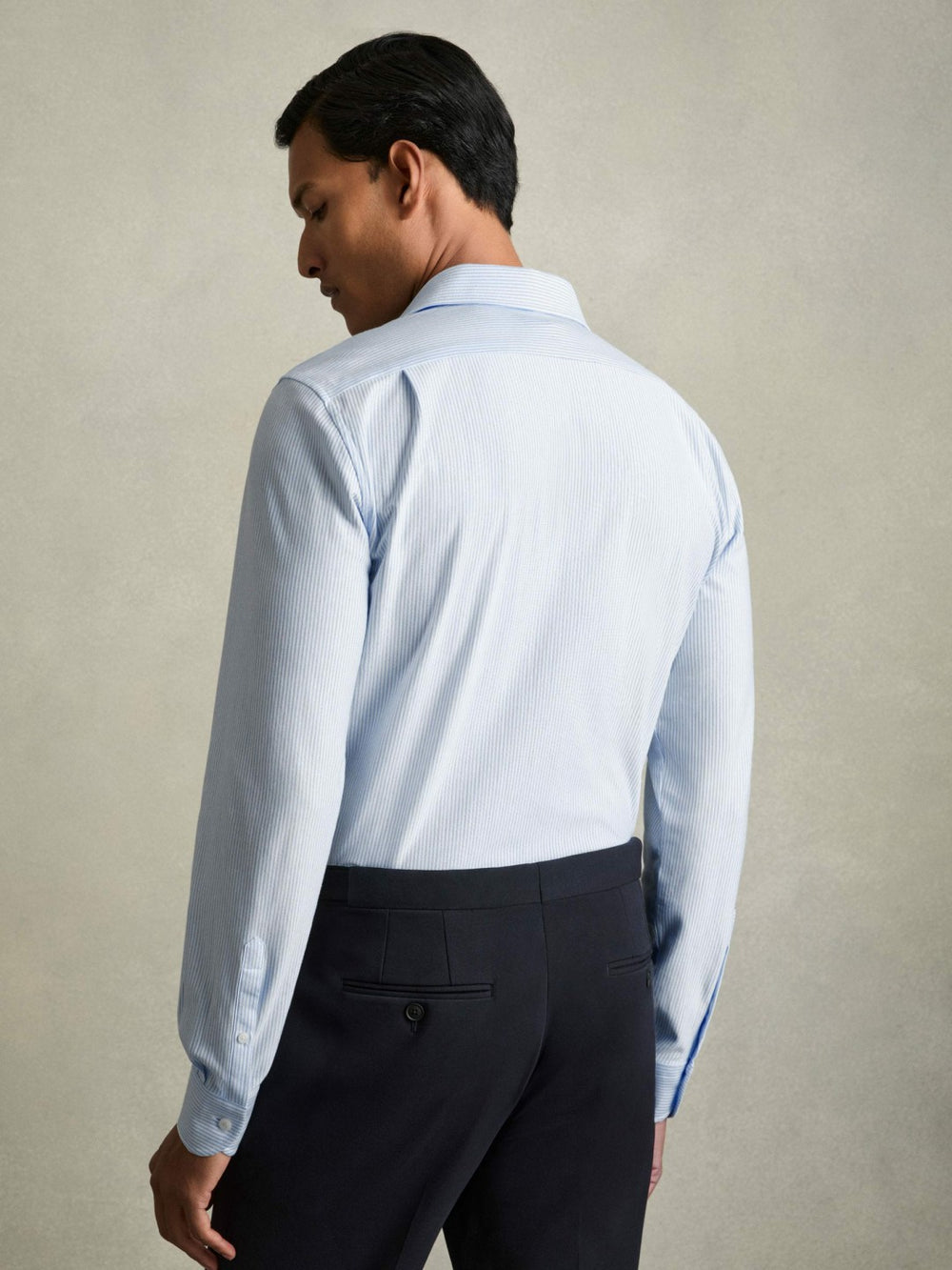 Reiss | Cotton-Blend Cutaway-Collar Striped Shirt in Blue Stripe