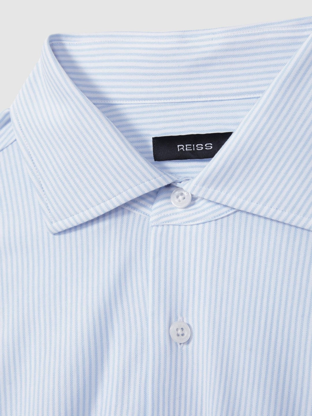 Reiss | Cotton-Blend Cutaway-Collar Striped Shirt in Blue Stripe