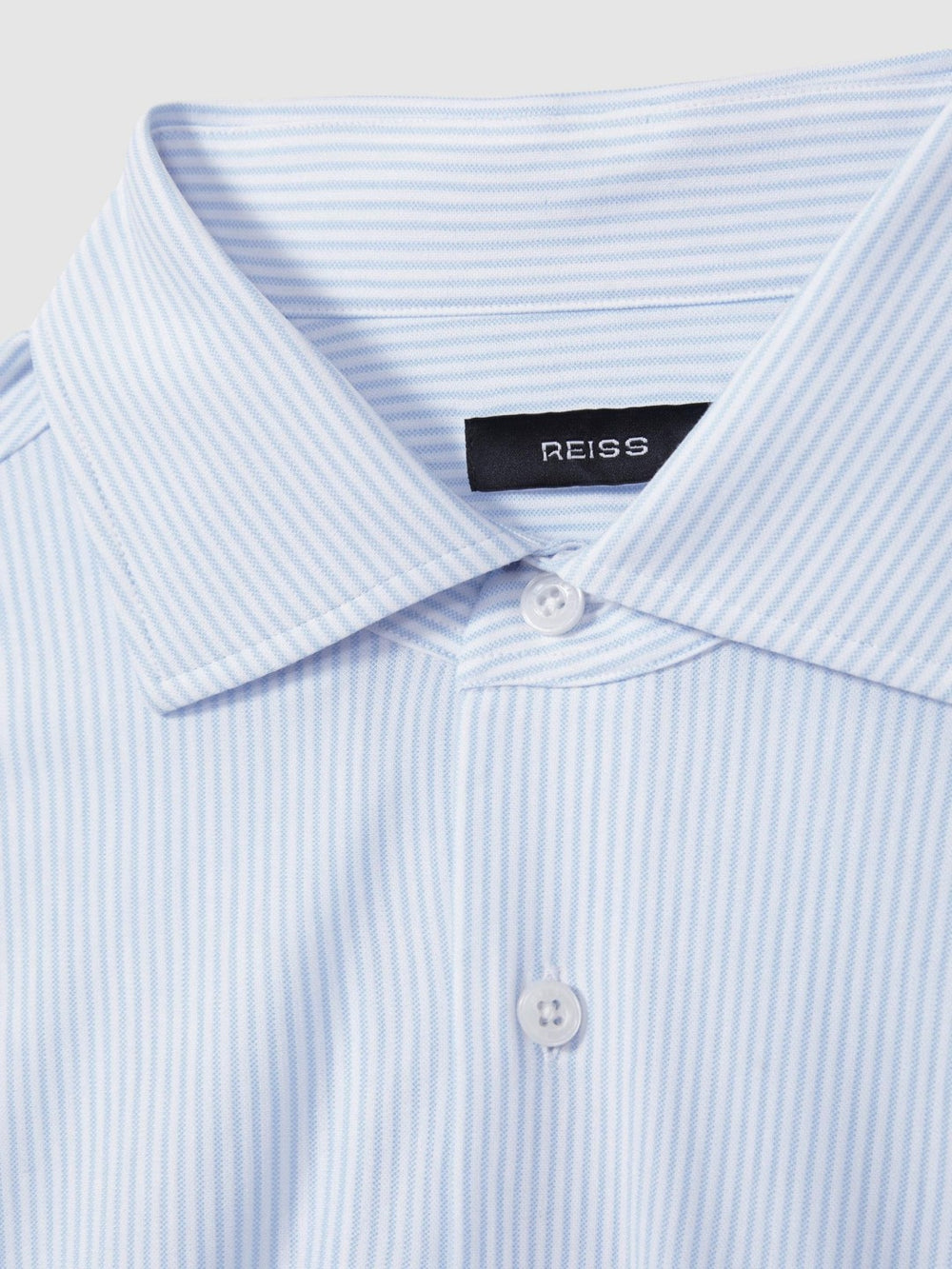 Reiss | Cotton-Blend Cutaway-Collar Striped Shirt in Blue Stripe