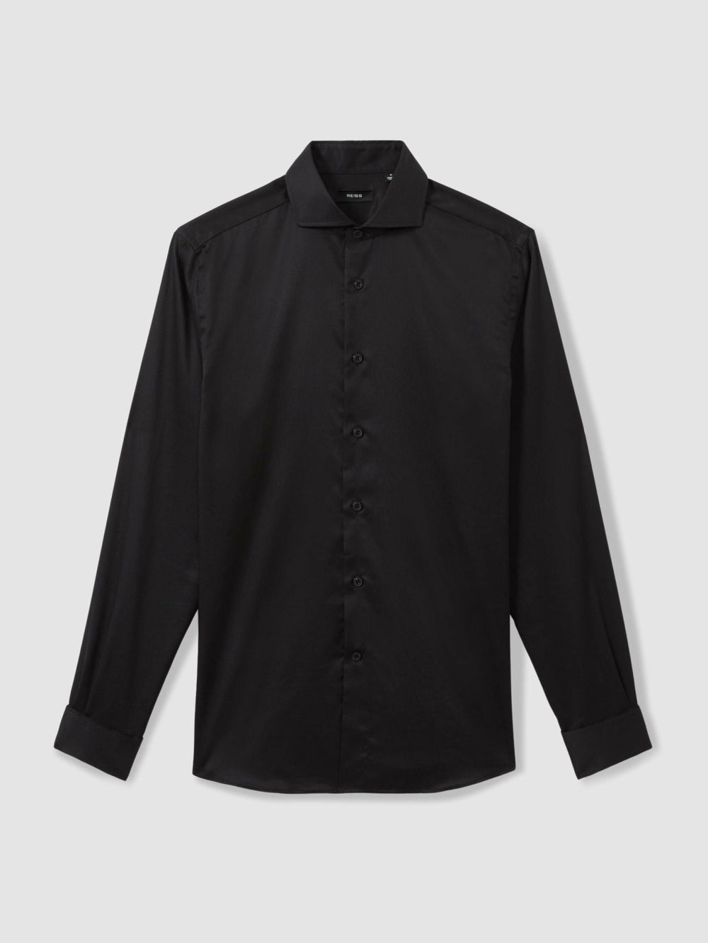 Reiss | Regular Fit Slim-Fit Cotton Double-Cuff Shirt in Black