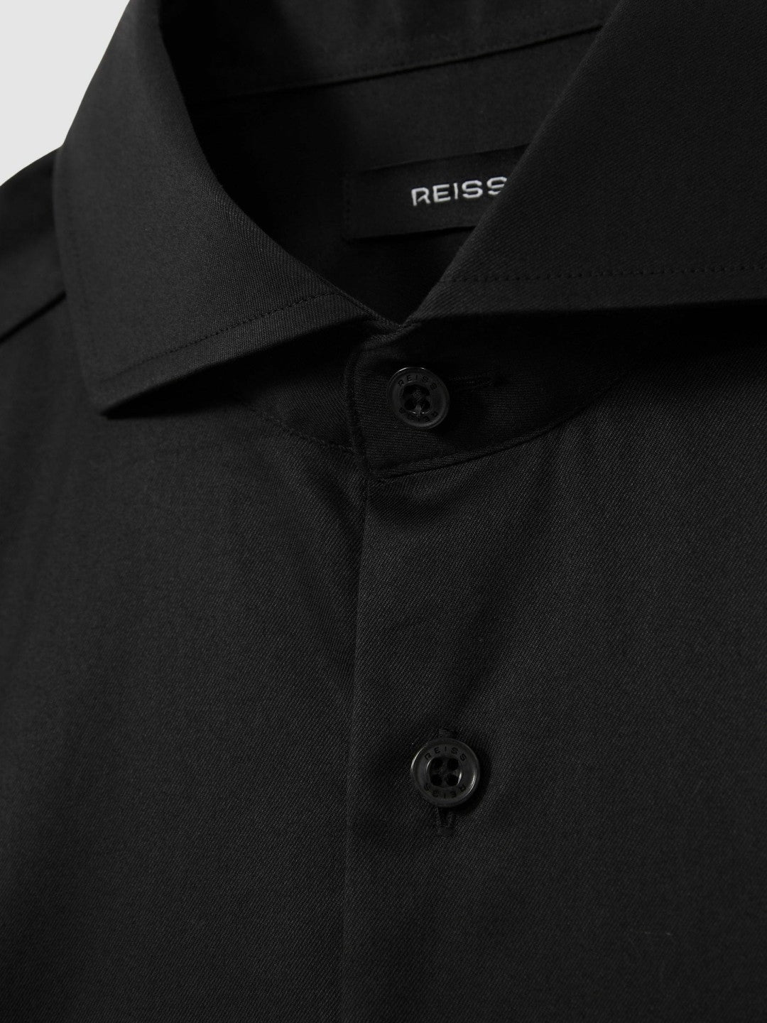 Reiss | Regular Fit Slim-Fit Cotton Double-Cuff Shirt in Black