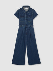 Reiss | Good American Wide-Leg Denim Jumpsuit in Dark Indigo