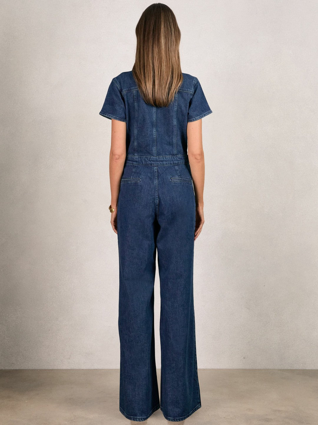Reiss | Good American Wide-Leg Denim Jumpsuit in Dark Indigo