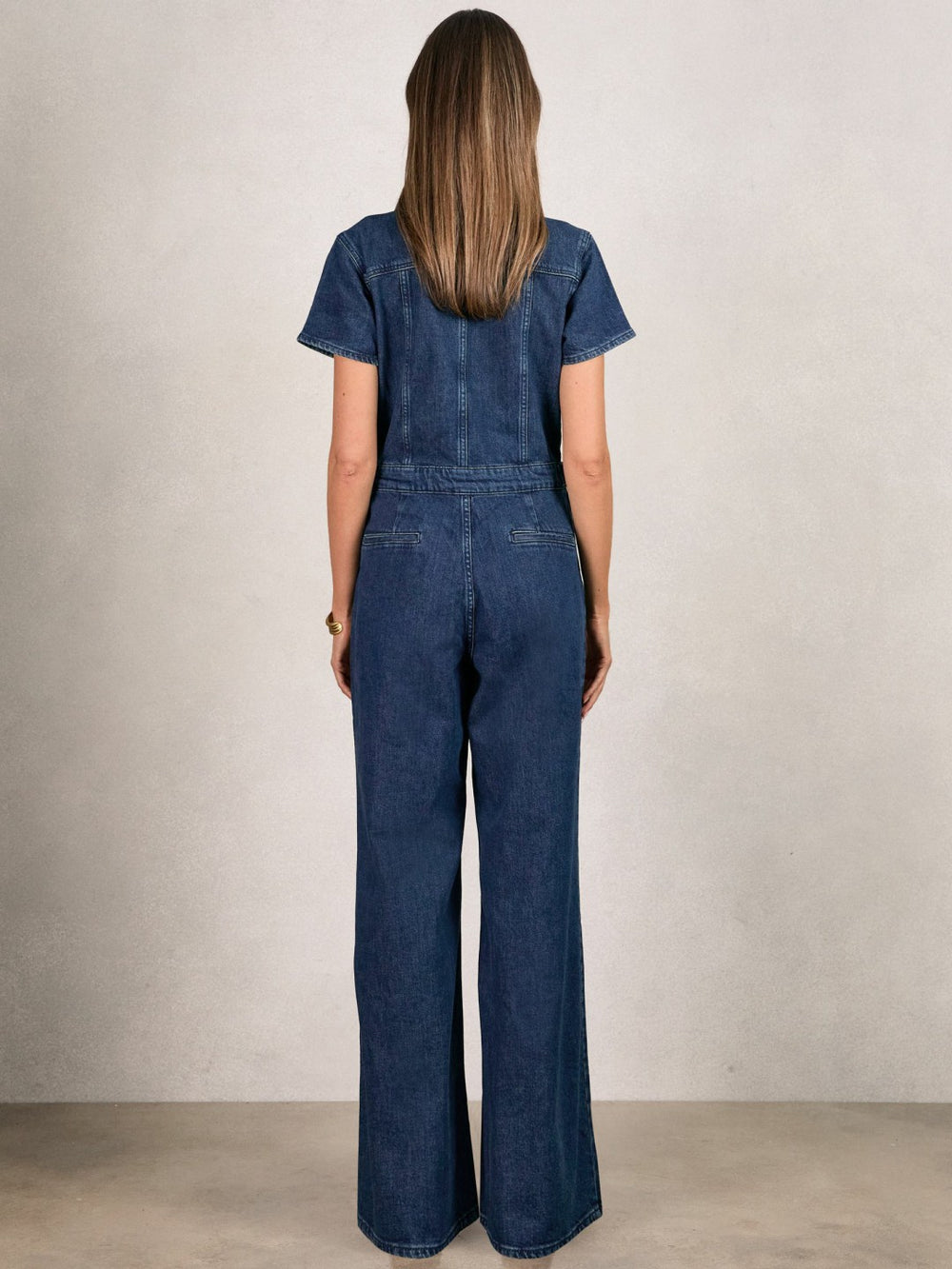 Reiss | Good American Wide-Leg Denim Jumpsuit in Dark Indigo