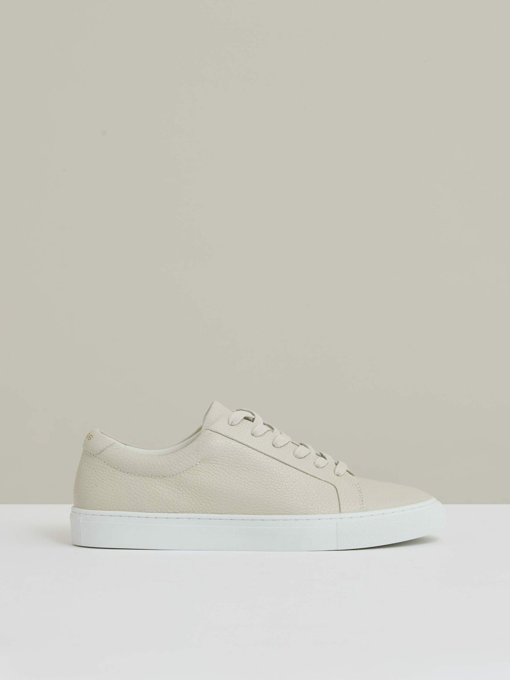 Reiss | Tumbled-Leather Low-Top Trainers in Off White