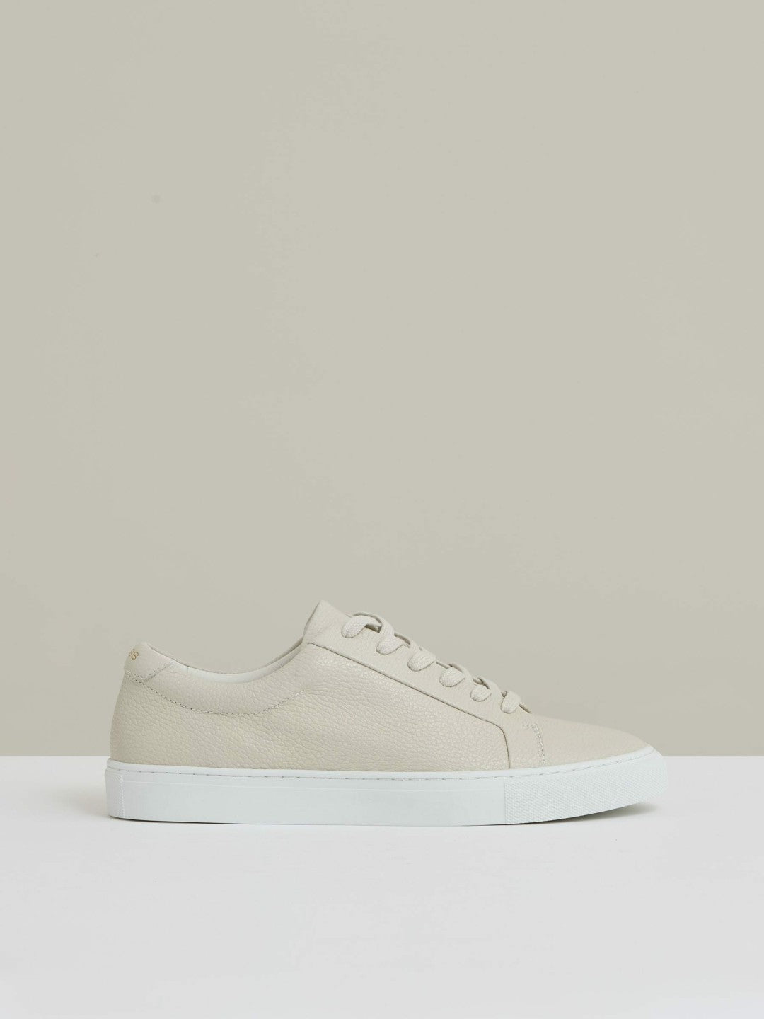 Reiss | Tumbled-Leather Low-Top Trainers in Off White