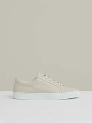 Reiss | Tumbled-Leather Low-Top Trainers in Off White