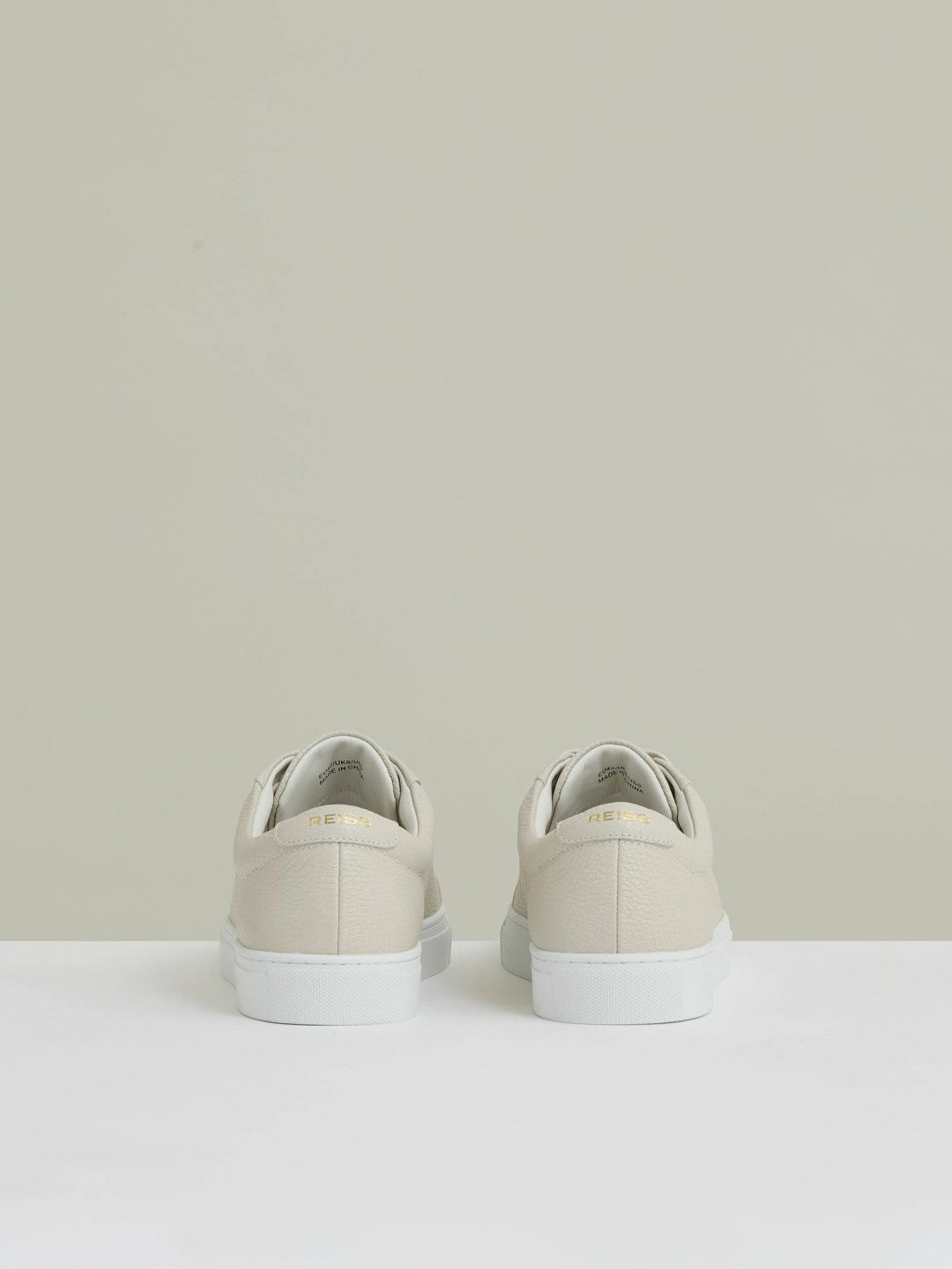 Reiss | Tumbled-Leather Low-Top Trainers in Off White