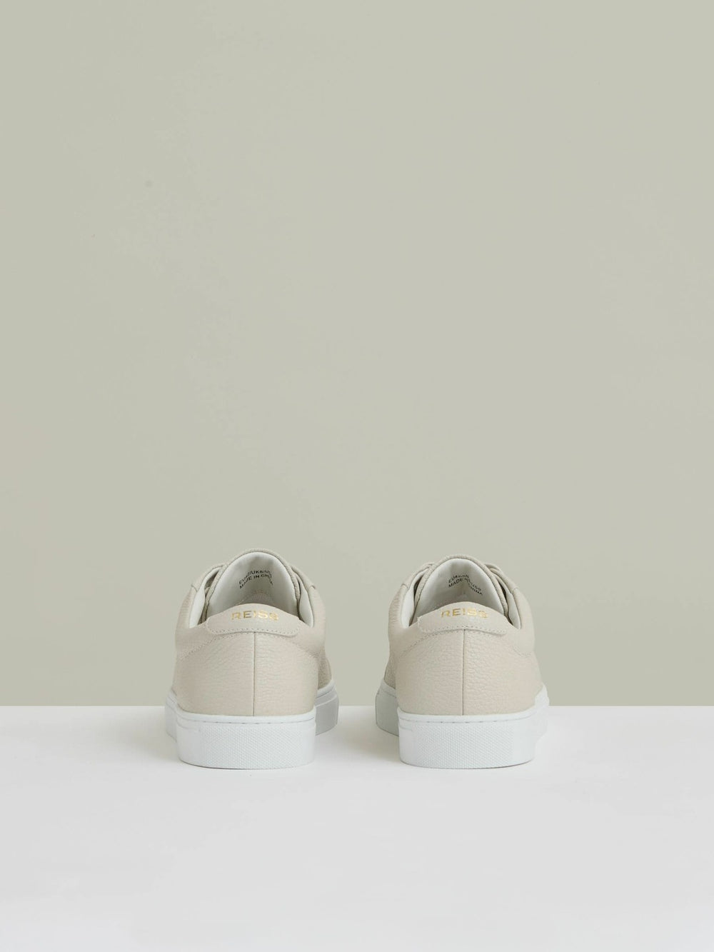 Reiss | Tumbled-Leather Low-Top Trainers in Off White