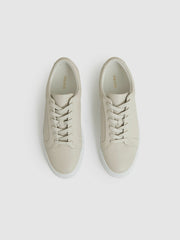 Reiss | Tumbled-Leather Low-Top Trainers in Off White