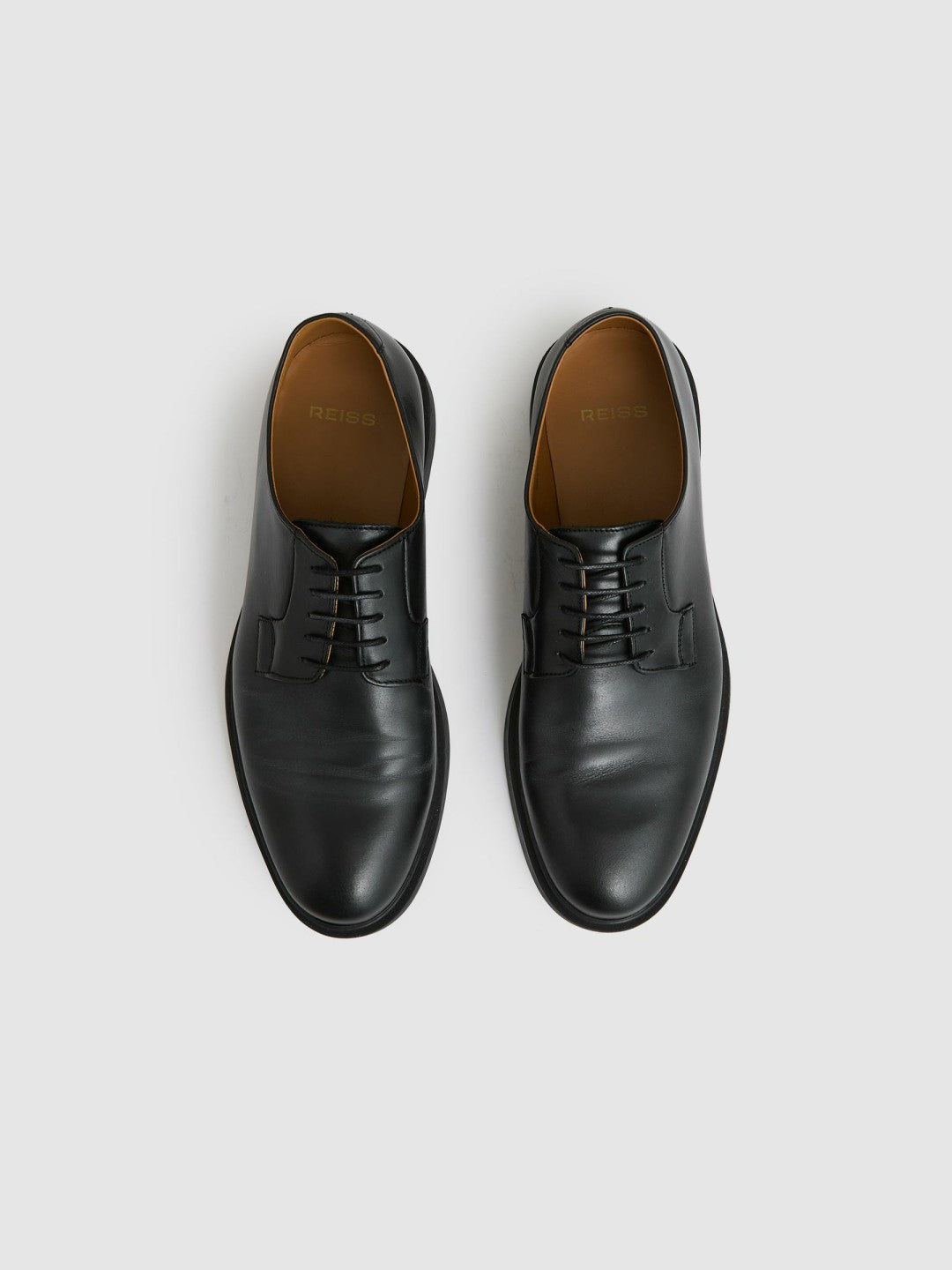 Reiss | Leather Lace-Up Derby Shoes in Black