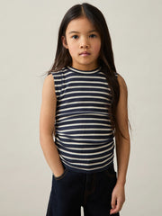 Reiss | 9-13 yrs Ruched Vest Top in Navy/White