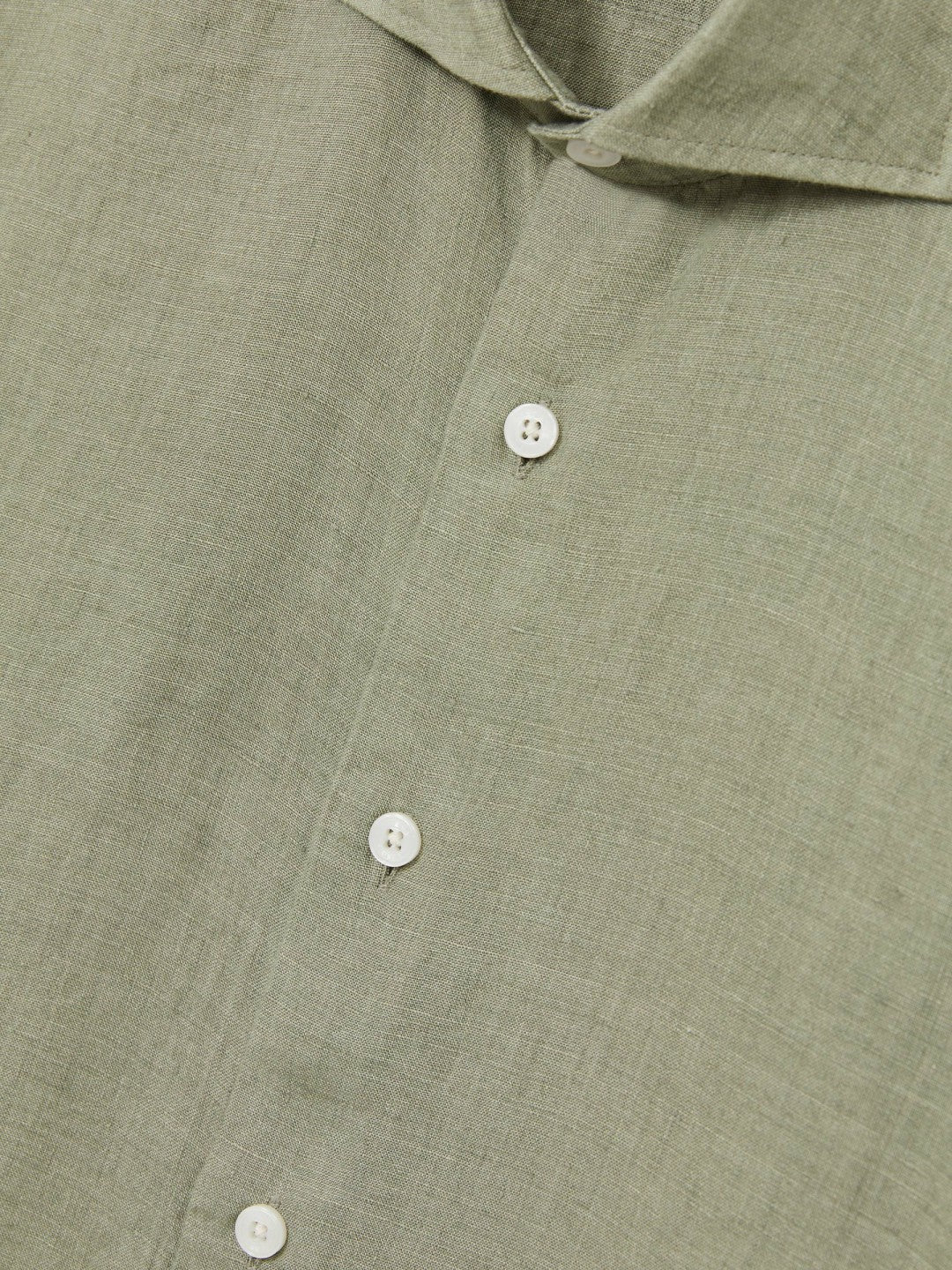 Reiss | Linen Button-Through Shirt in Thyme Green