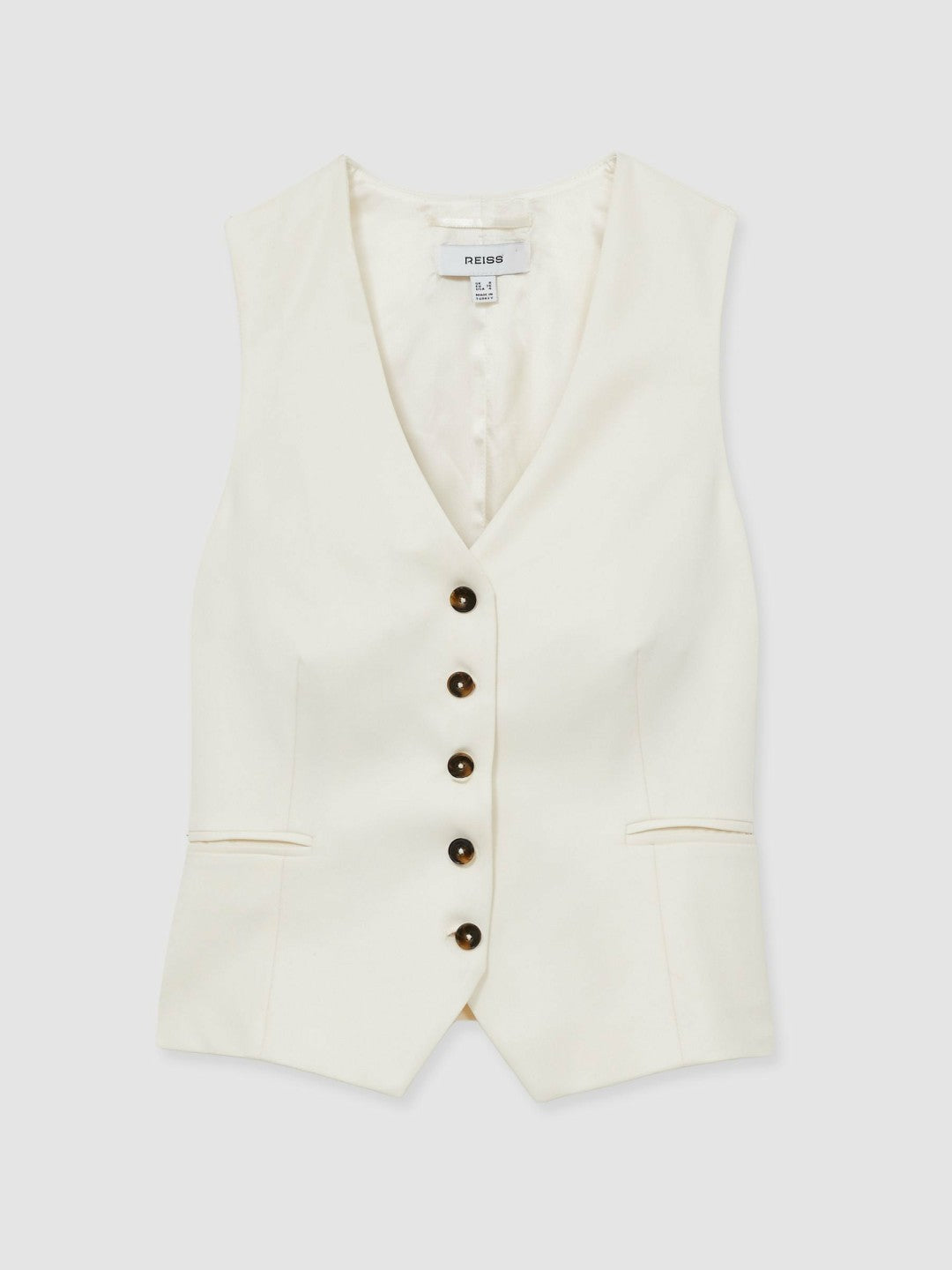 Reiss | Single Breasted Tailored Waistcoat in Cream