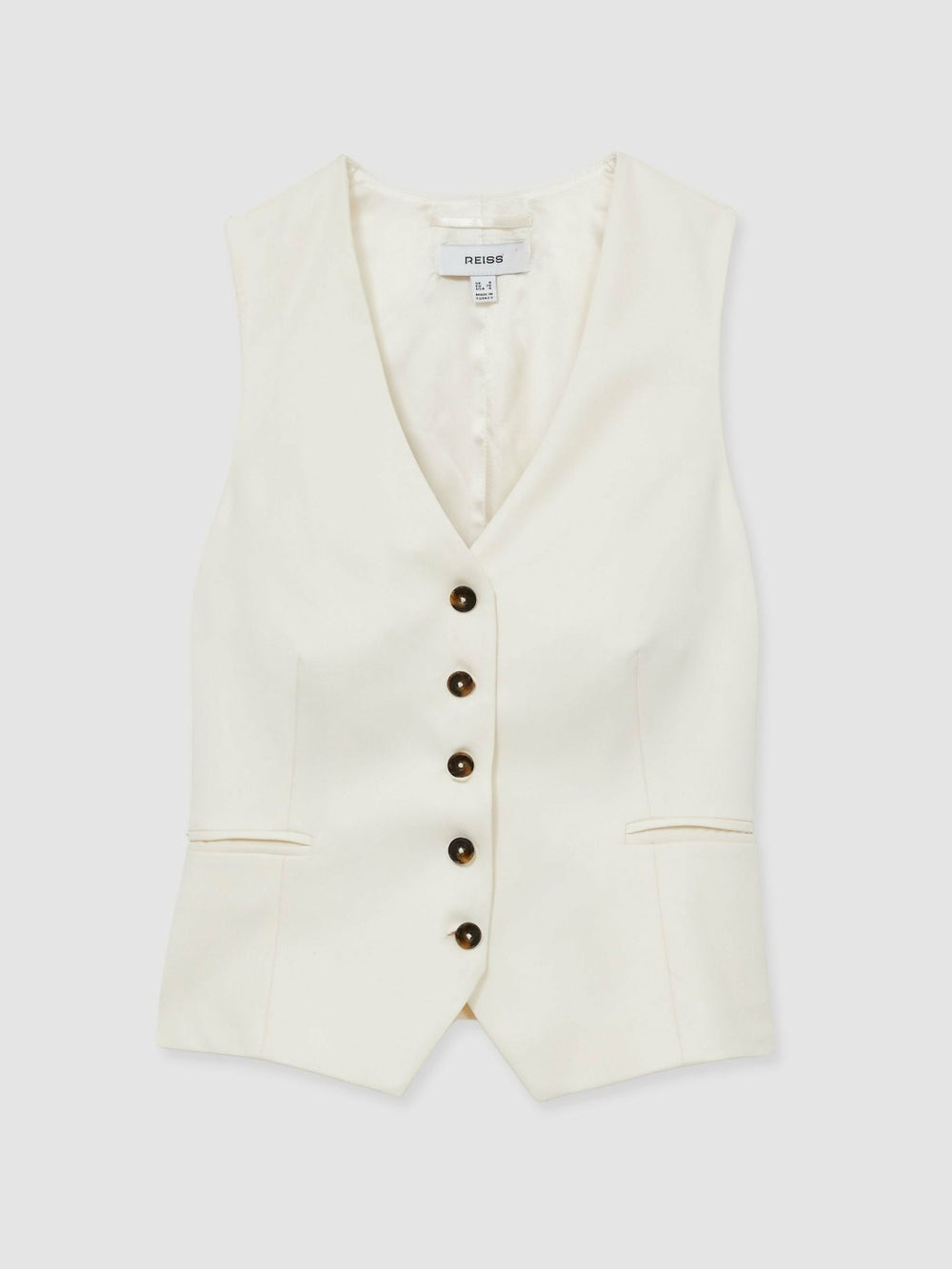 Reiss | Single Breasted Tailored Waistcoat in Cream