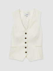 Reiss | Single Breasted Tailored Waistcoat in Cream
